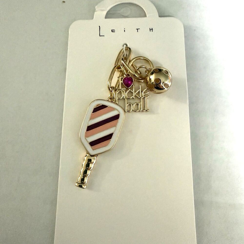 Leith Pink & Gold Pickleball Charms Keychain Bag Charm NWT Sports Gift Idea